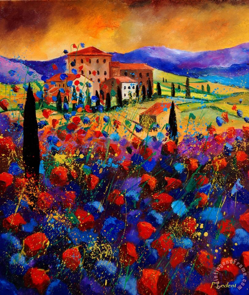 812x960 Pol Ledent Tuscany Poppies Painting - Tuscan Poppies Painting