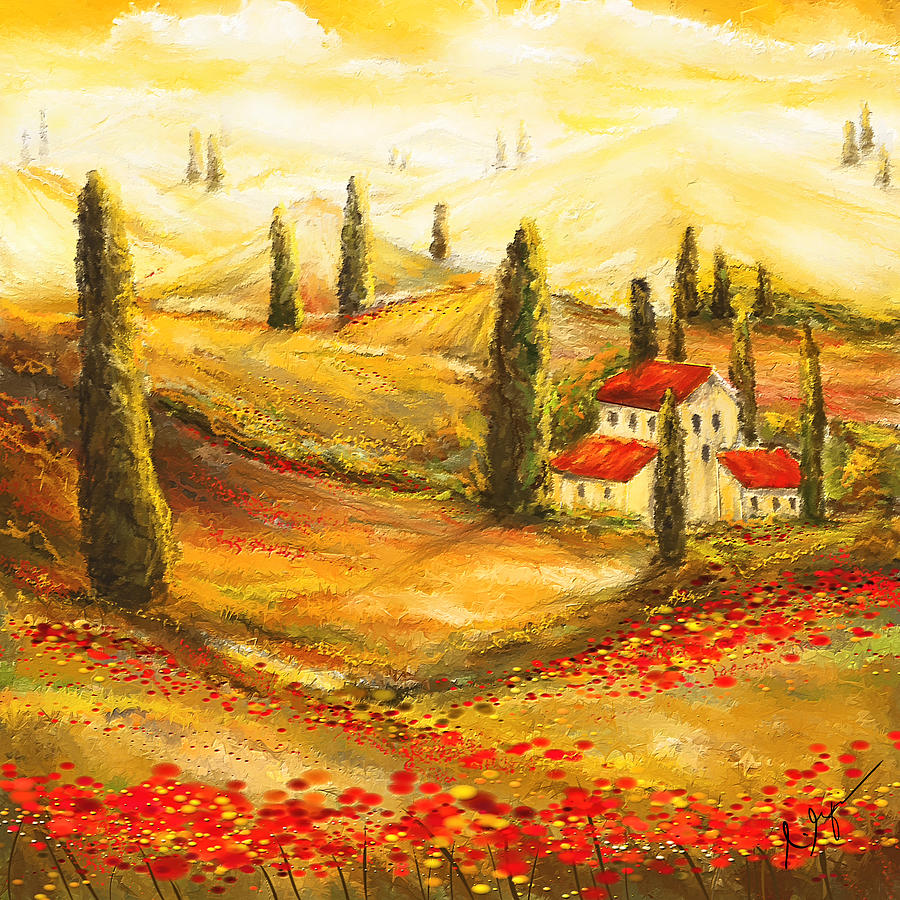 900x900 Tuscan Poppies - Tuscan Poppies Painting