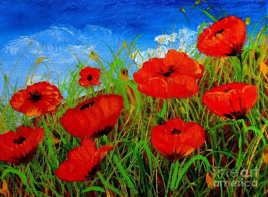 900x662 Tuscan Poppies Painting By Inna Montano - Tuscan Poppies Painting