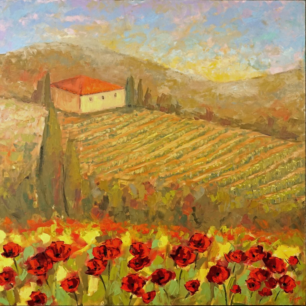 1024x1024 Tuscan Poppies Prints Peyton Paintings - Tuscan Poppies Painting