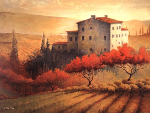 480x362 Old Tuscan Villa Fine Art Print By Dee Dee - Tuscan Villa Painting