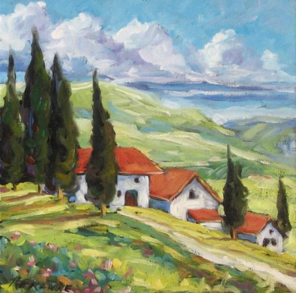 600x594 Tuscan Villas Painting - Tuscan Villa Painting
