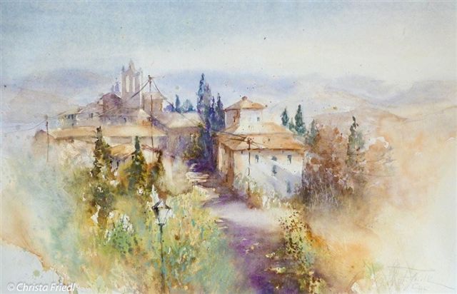 640x412 Watercolor Painting In Chianti Villa Le Barone Magazine - Tuscan Villa Painting