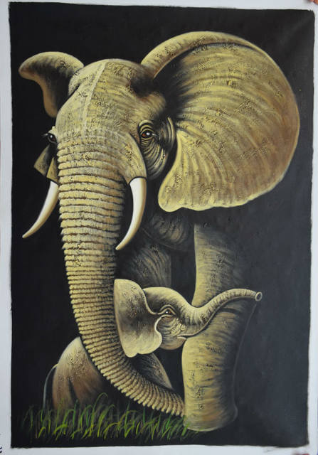 447x640 Online Shop Hand Painted High Quality Animal Oil Painting Lovely - Tusks Canvas Painting