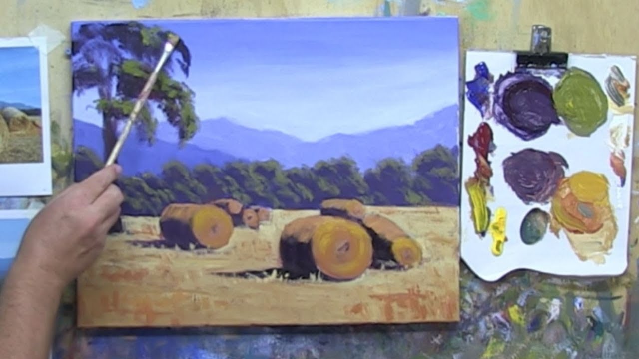 1280x720 Learn To Paint Tv E11 Grampians Hay Bales Landscape Painting - Tv Painting