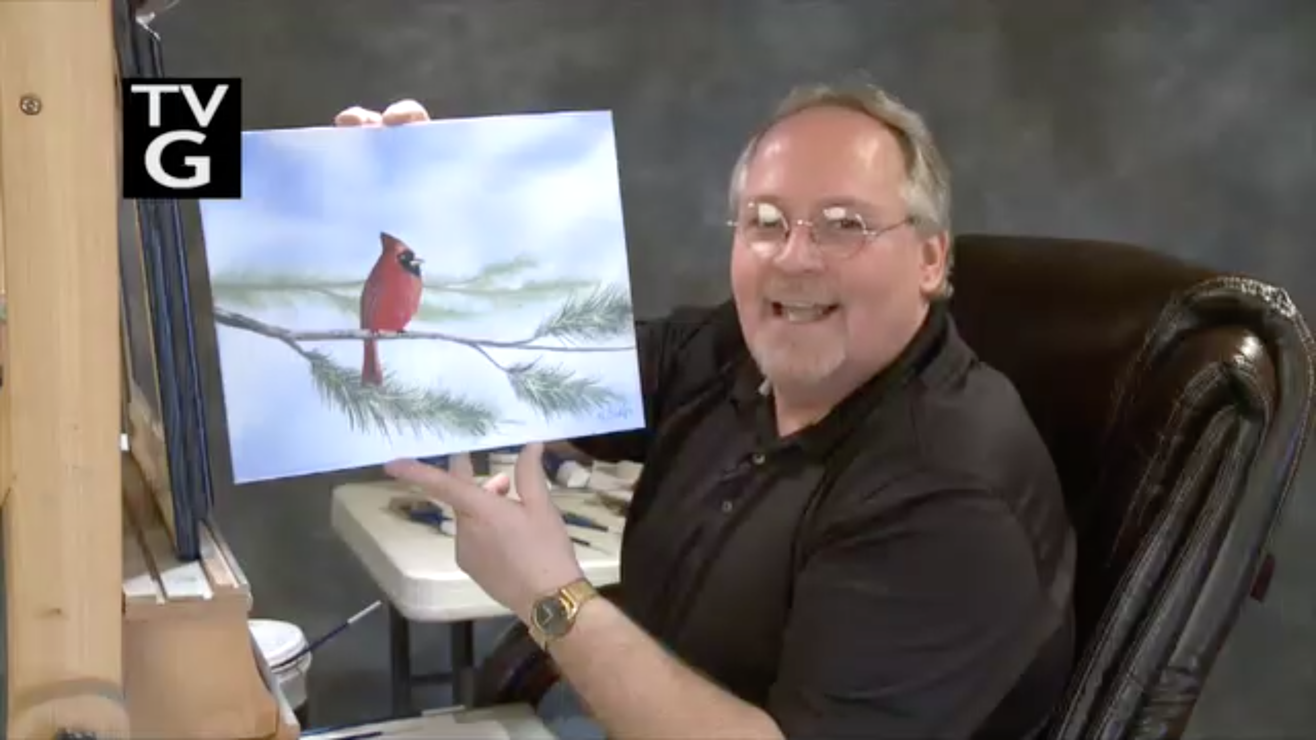 2560x1440 Red Cardinal (Part 1) From The Set Of Wilson Bickford's Television - Tv Show Painting