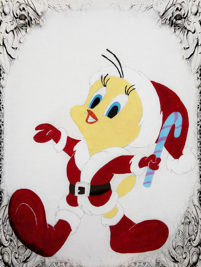 678x900 Tweety Christmas Painting By Davandra Cribbie - Tweety Painting