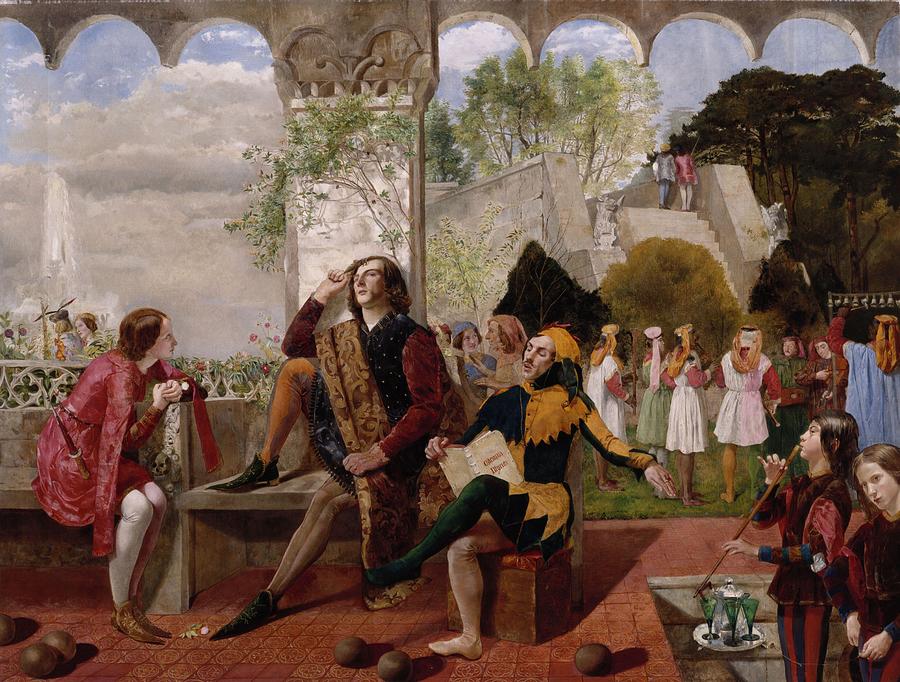 900x682 Twelfth Night, Act Ii, Scene Iv Painting By Walter Howell Deverell - Twelfth Night Painting
