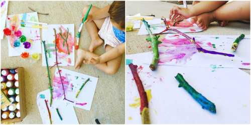 500x250 Diy Twig Art ~ Simple And Fun Crafts For Kids Using Sticks From Nature - Twig Painting