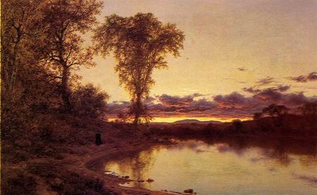 450x277 Twilight, A Stroll By The Shore Painting, Amcentee Jervis - Twilight Painting