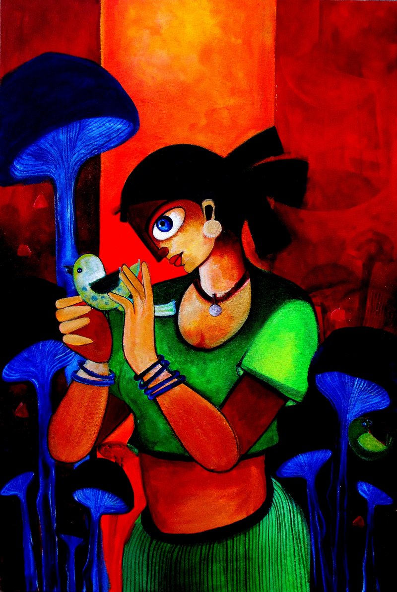 800x1193 Twilight By Artist Sharmi Dey Figurative Art Acrylic Paintings - Twilight Painting