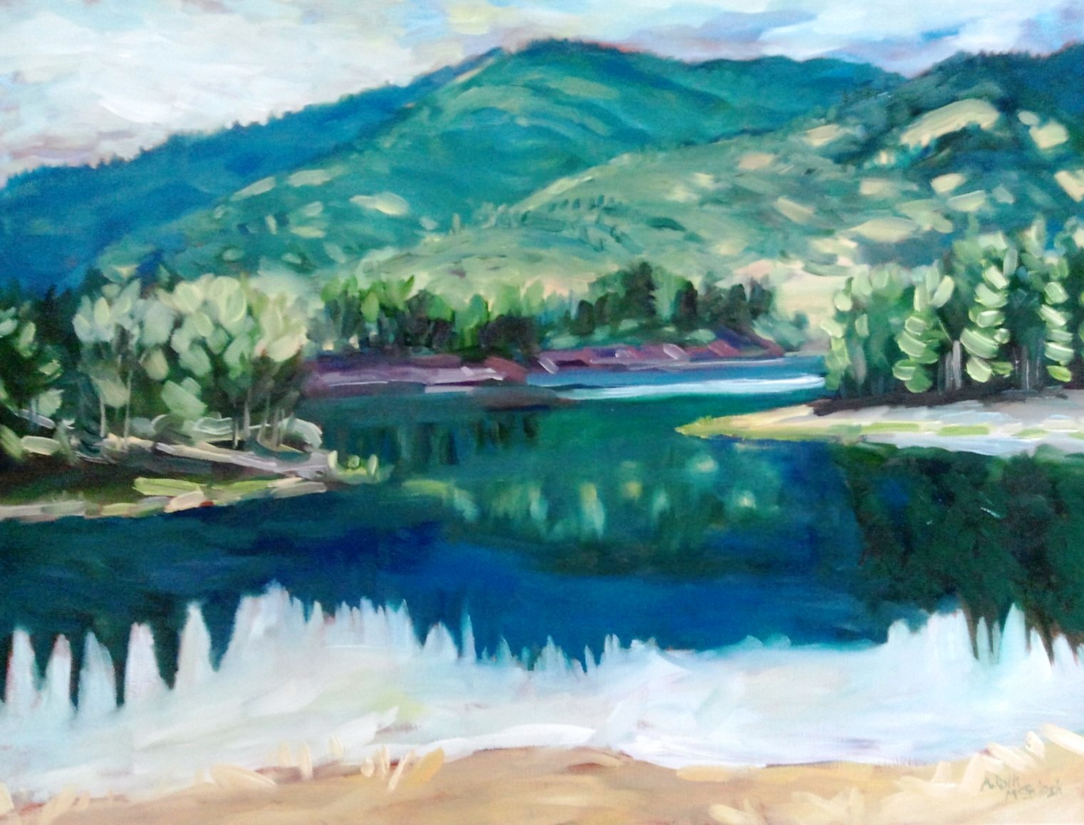 1521x1158 Oil Paintings By Angie Roth Mcintosh - Twin Lakes Painting
