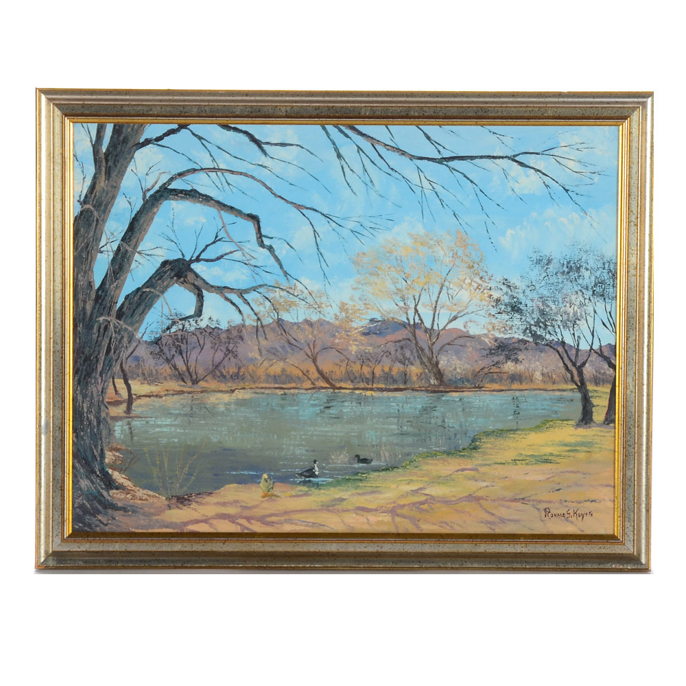 1000x1000 Ronald S. Keyes Oil Painting On Canvas Twin Lakes Ebth - Twin Lakes Painting