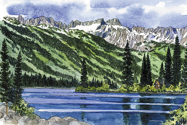 600x401 Twin Lakes Bridgeport California Painting By Mark Jennings - Twin Lakes Painting