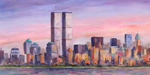 480x240 New York City - Twin Towers Painting
