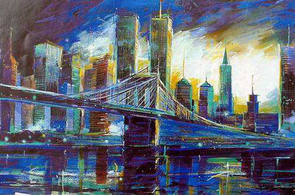 600x398 Oil Paintings Frames - Twin Towers Painting