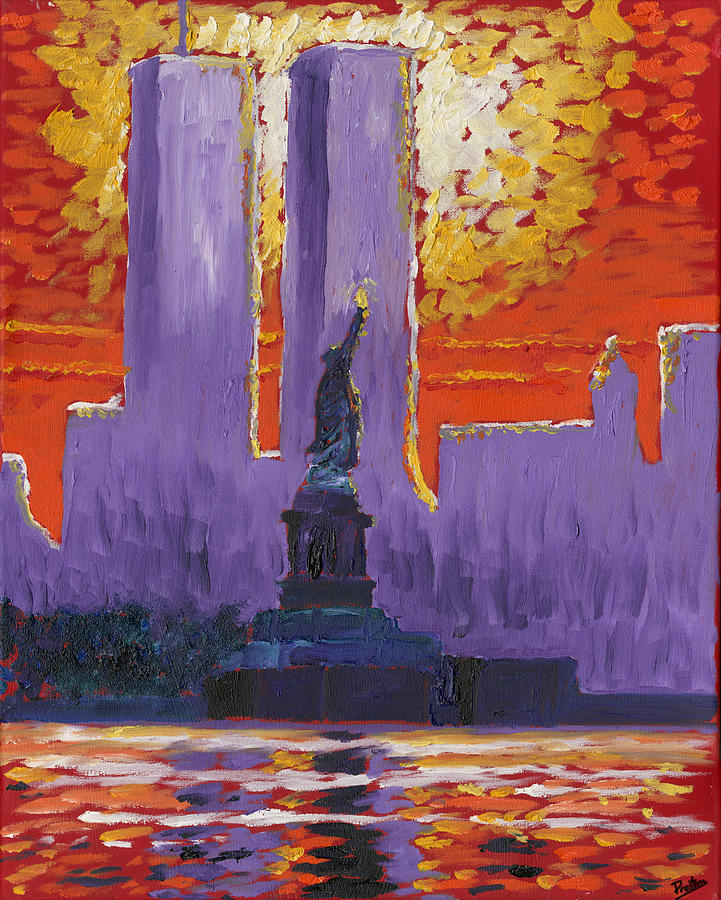 721x900 Twin Towers Painting By Preston Sandlin - Twin Towers Painting