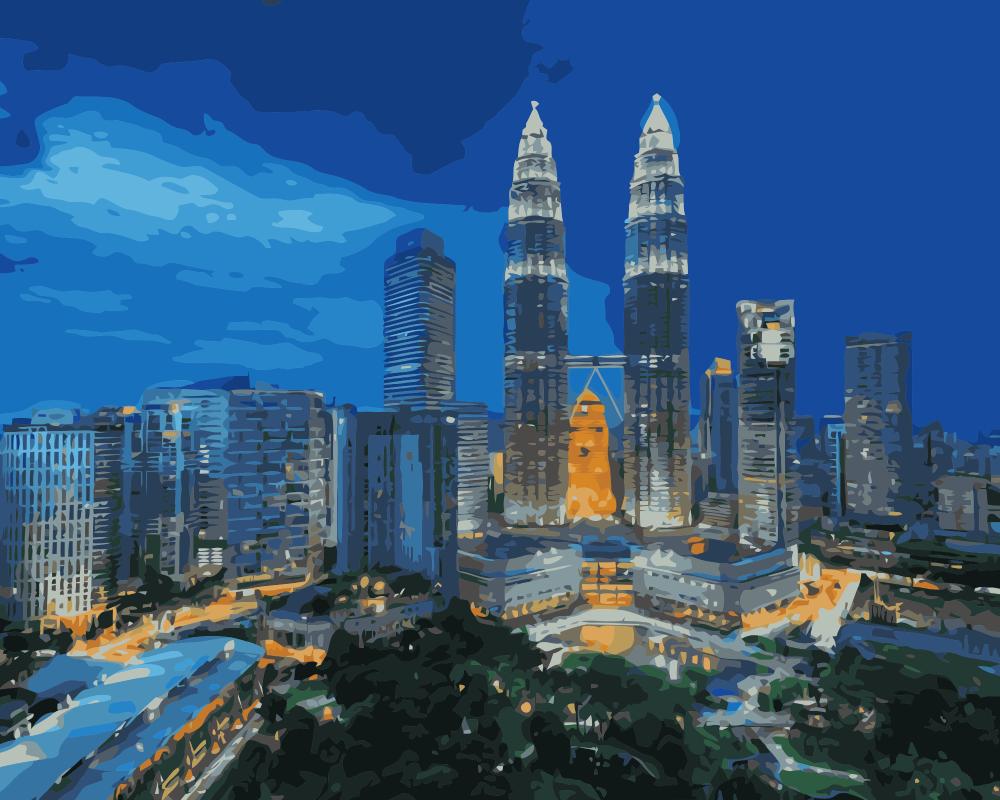 1000x800 Mahuaf J316 Kuala Lumpur Twin Towers Malaysia Tall Buildings Night - Twin Towers Painting