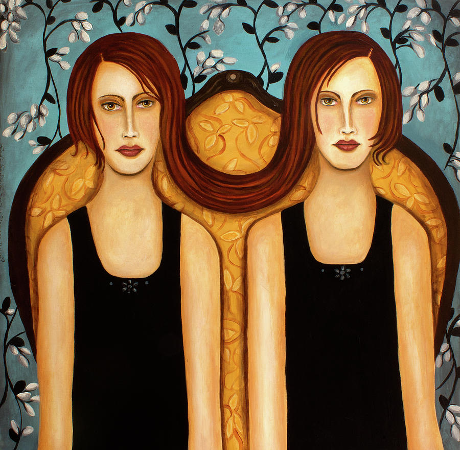 900x880 Siamese Twins Painting By Leah Saulnier The Painting Maniac - Twins Painting