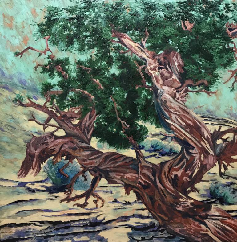 770x785 Saatchi Art Twisted Tree Painting By Evelina Dillon - Twisted Tree Painting