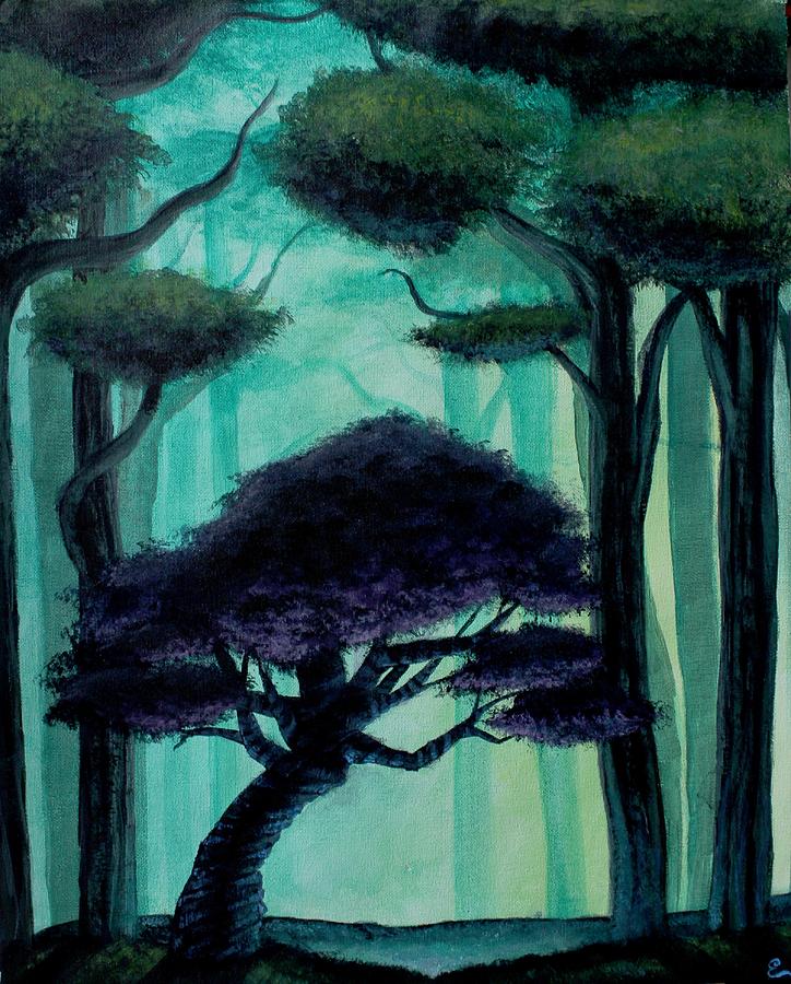 724x900 Twisted Forest Painting By Erin Scott - Twisted Tree Painting