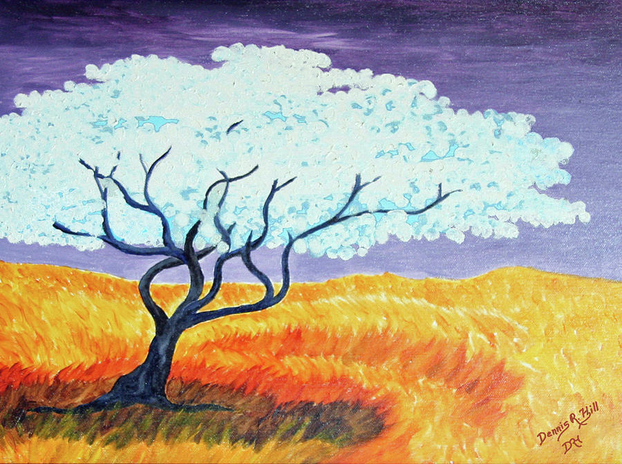 900x672 Twisted Tree Painting By Dennis Hill - Twisted Tree Painting