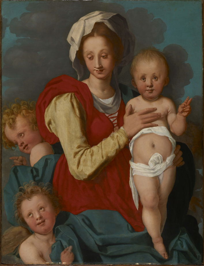 708x920 Madonna And Child With Angels - Two Baby Angels Painting