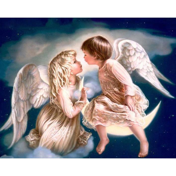709x709 2018 Two Angels Baby Full Drill Diy Mosaic Needlework Diamond - Two Baby Angels Painting