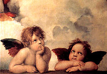 220x152 Sistine Madonna - Two Baby Angels Painting