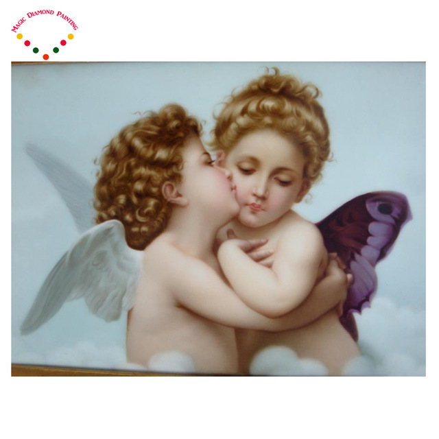 640x640 5d Cute Baby Diamond Painting Two Cute Little Angels Canvas - Two Baby Angels Painting