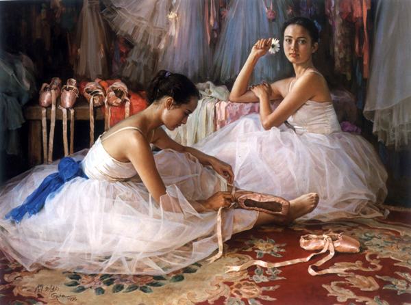 600x446 Frameless Wall Art Painting The Picture Print On Canvas Two - Two Ballerinas Painting