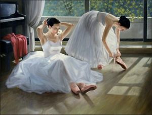 300x227 Quality Hand Painted Oil Painting Two Ballerinas 30x40in Ebay - Two Ballerinas Painting