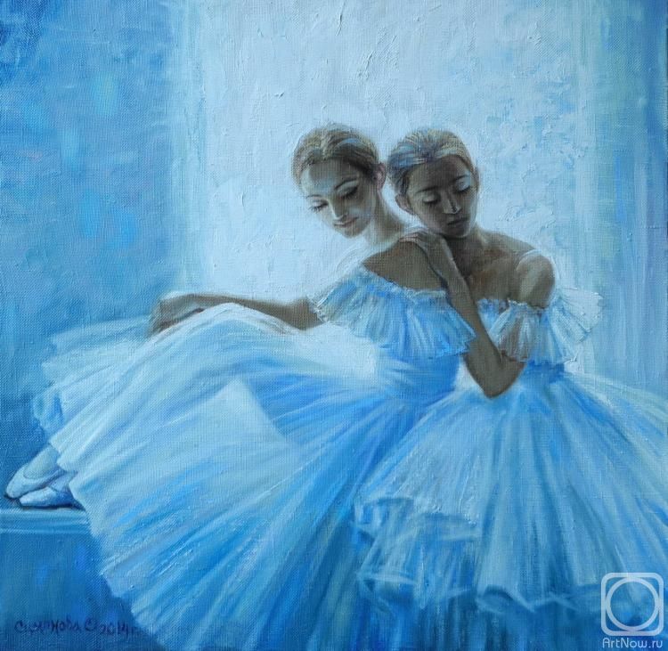 750x731 Simonova Olga. Two Ballerinas - Two Ballerinas Painting