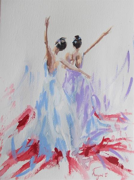 447x600 Two Ballerinas - Two Ballerinas Painting