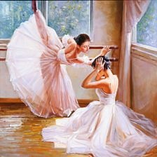 224x224 Two Ballerinas Doing Their Stretches By Alexander Akopov On Artnet - Two Ballerinas Painting