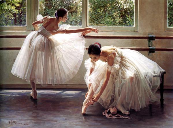 600x446 Wall Art Two Beautiful Ballerina Canvas Print For Paintings - Two Ballerinas Painting