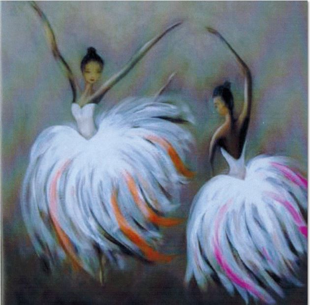 630x620 Ballerina Series Card - Two Ballerinas Painting