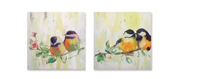 400x160 Two Birds On A Branch Painting On Canvas - Two Birds On A Branch Painting
