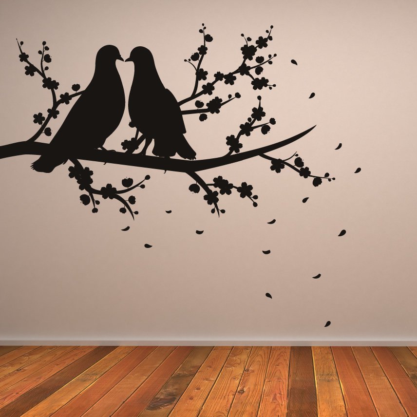 856x856 Wall Art Designs Bird Wall Art Two Birds On A Branch Painting Two - Two Birds On A Branch Painting