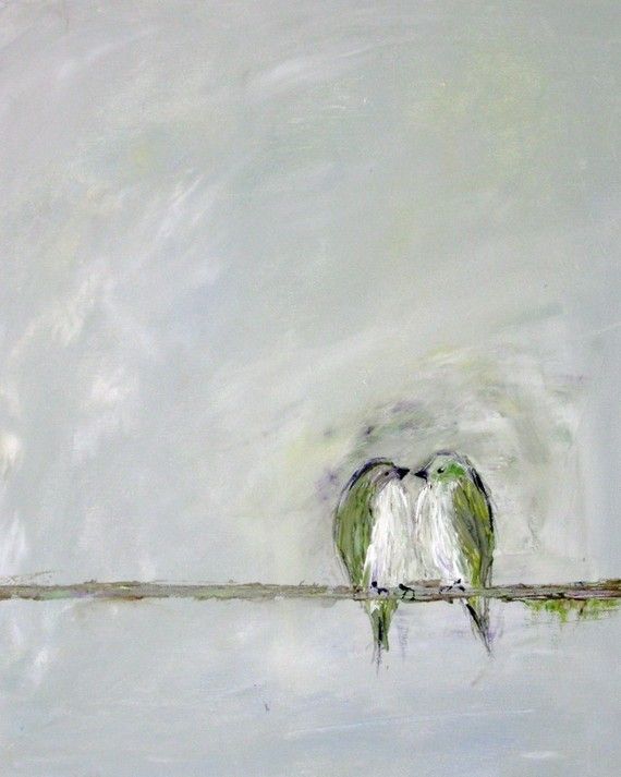 570x713 Sooooo Cute - Two Birds On A Wire Painting