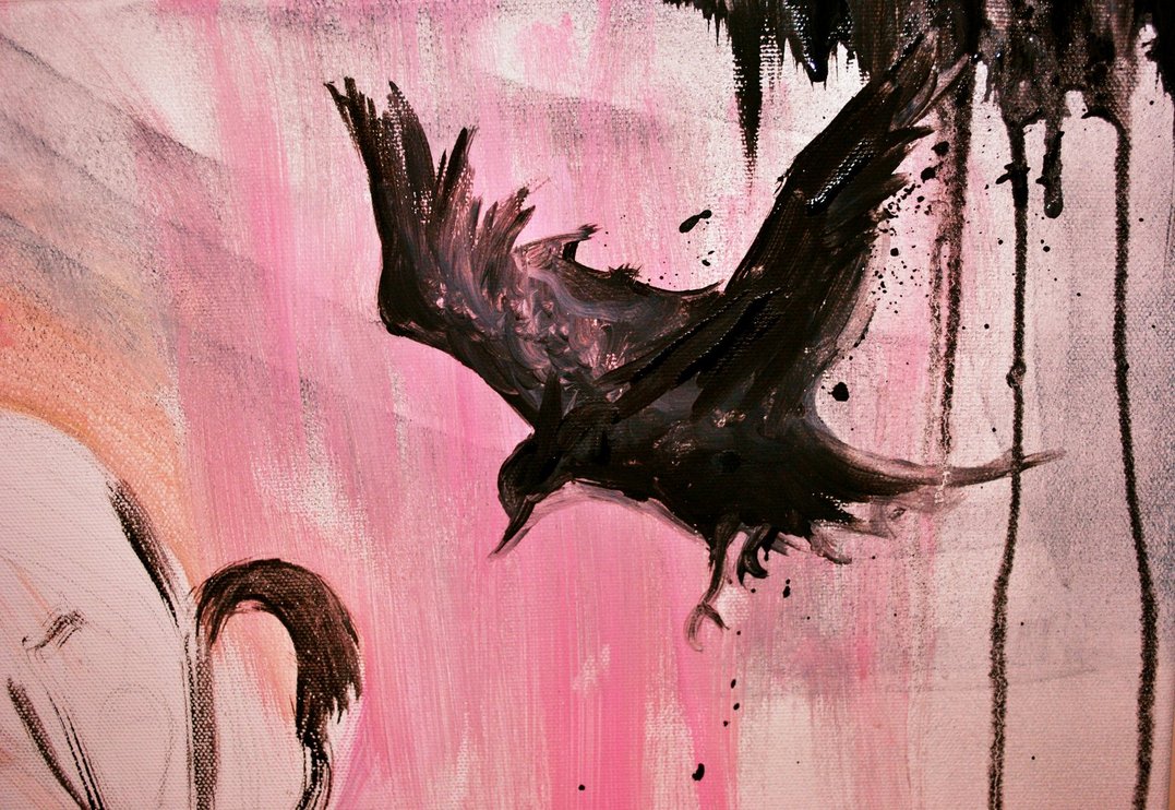1077x742 We Met Like Two Birds Landing A Wire By Margaw - Two Birds On A Wire Painting