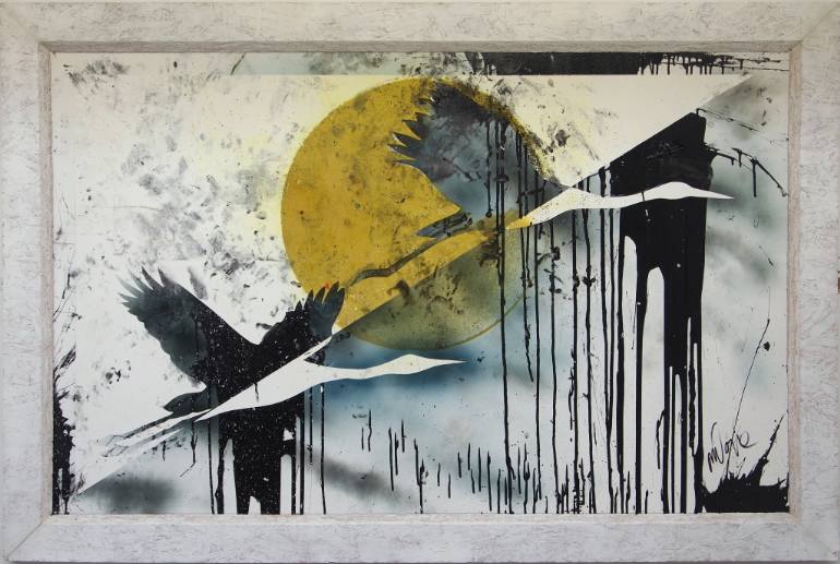 770x517 Saatchi Art Two Birds And The Sun (Made With Pyrotechnics - Two Birds Painting