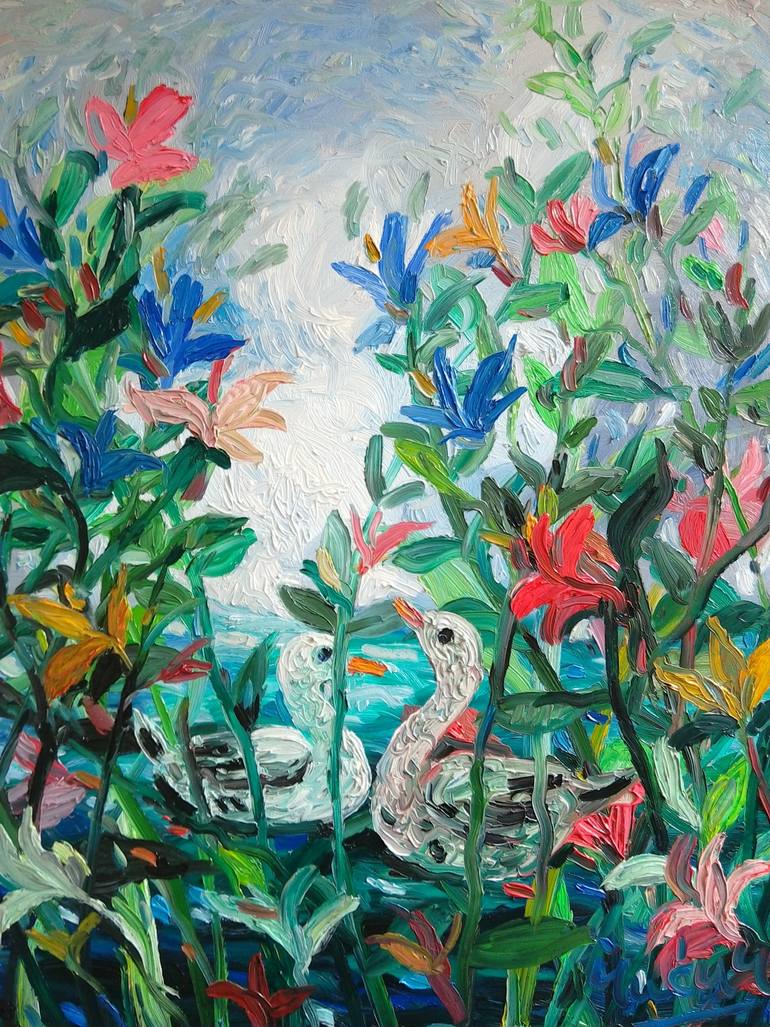 770x1027 Saatchi Art Two Birds Painting By Nada Sucur Jovanovic - Two Birds Painting