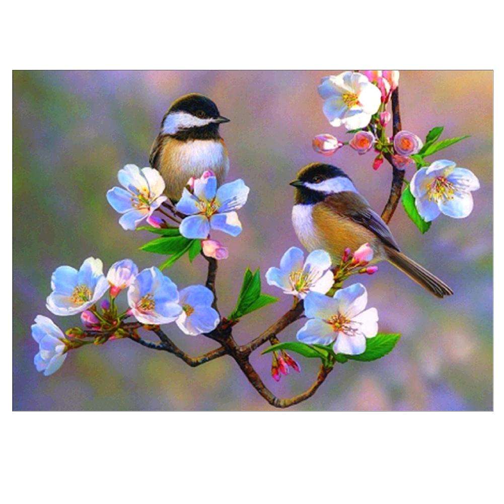 1001x1001 Two Birds On Branches Diamond Embroidery Painting Diy Kit Round - Two Birds Painting