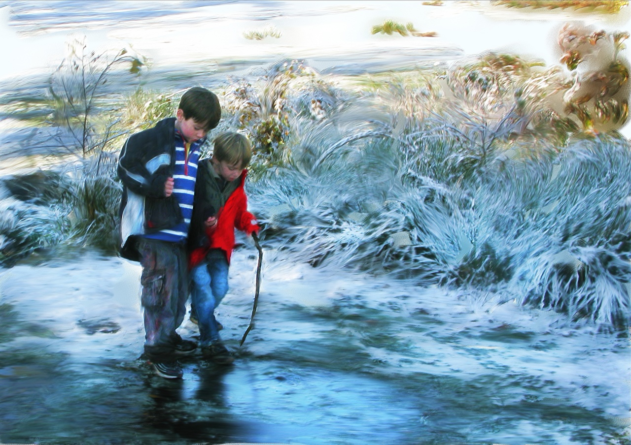 1280x904 Wallpaper Boys Two Brothers Children Pictorial Art Painting Art - Two Brothers Painting