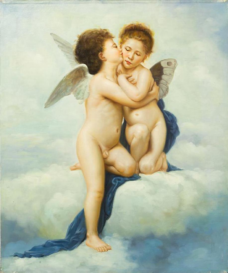 918x1100 Oil Painting Of Two Cherubs - Two Cherubs Painting