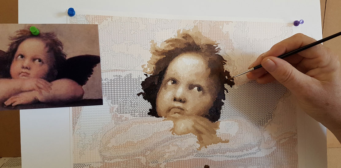 1111x549 Raphael Cherubs Oil Painting Kits - Two Cherubs Painting