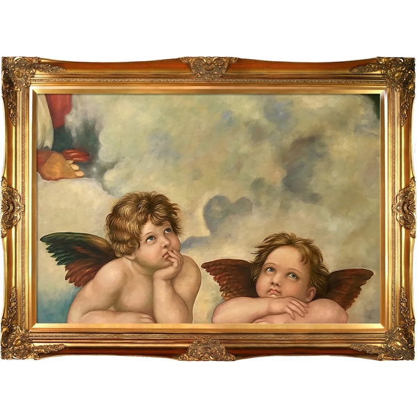 600x600 Shop Raphael Madonna Sixtina (Two Cherubs Detail) Hand Painted - Two Cherubs Painting