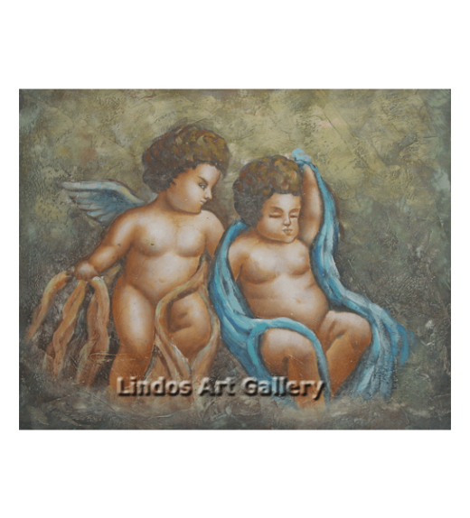 520x574 Two Cherubs Angels Cute Oil Painting - Two Cherubs Painting