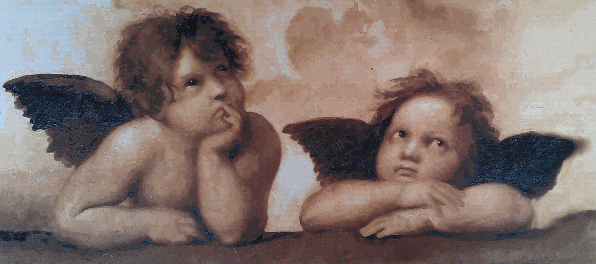 2048x906 Two Cherubs Oil Painting Kit - Two Cherubs Painting